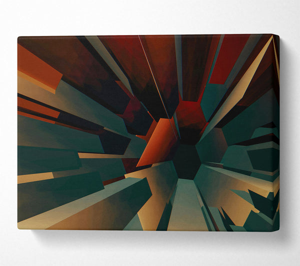  A Canvas Print of Teal Geometric Ascent Canvas Wall Art