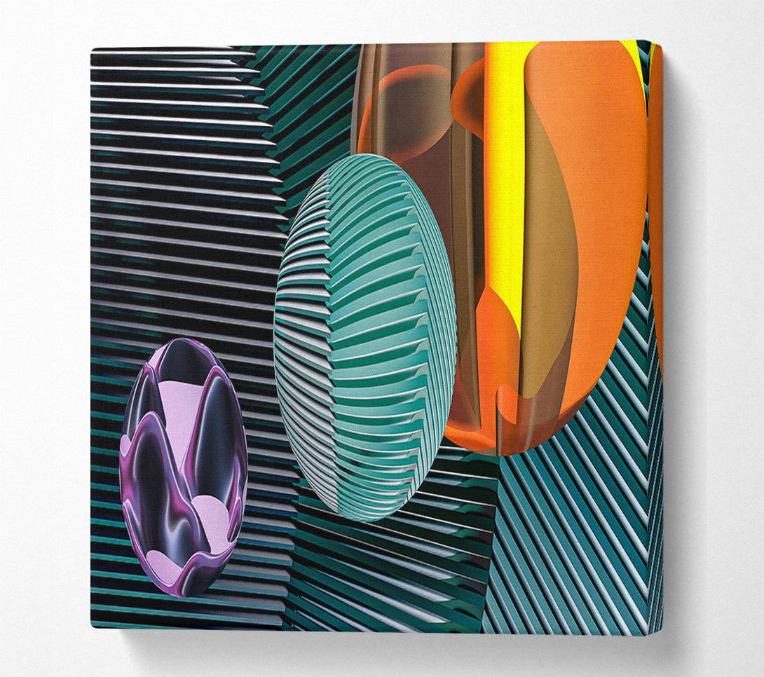  A Canvas Print of Teal Geometric Abstraction Canvas Art