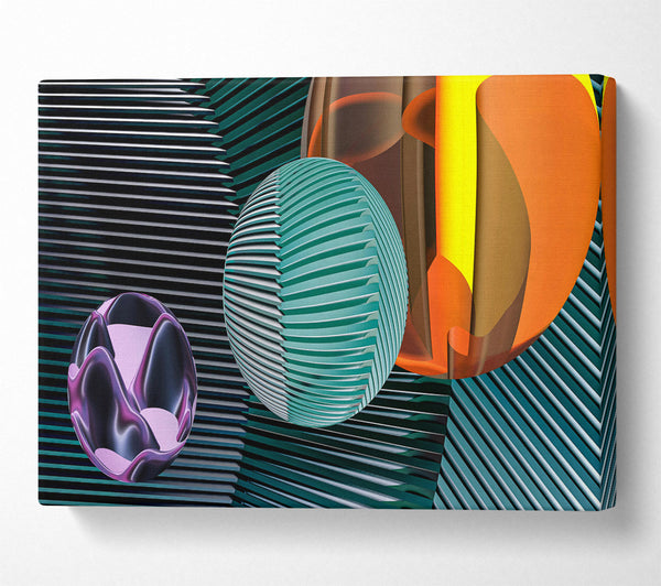  A Canvas Print of Teal Geometric Abstraction Canvas Art