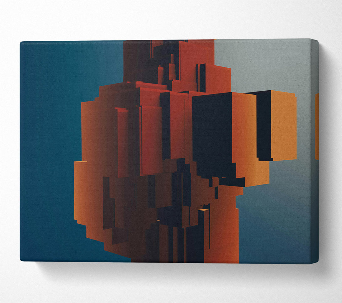 A Canvas Print of Crimson Geometric Ascent Canvas Art