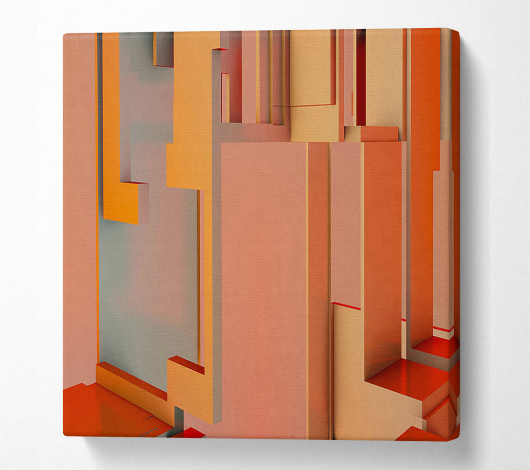  A Canvas Print of Tangerine Geometric Forms Canvas Wall Art