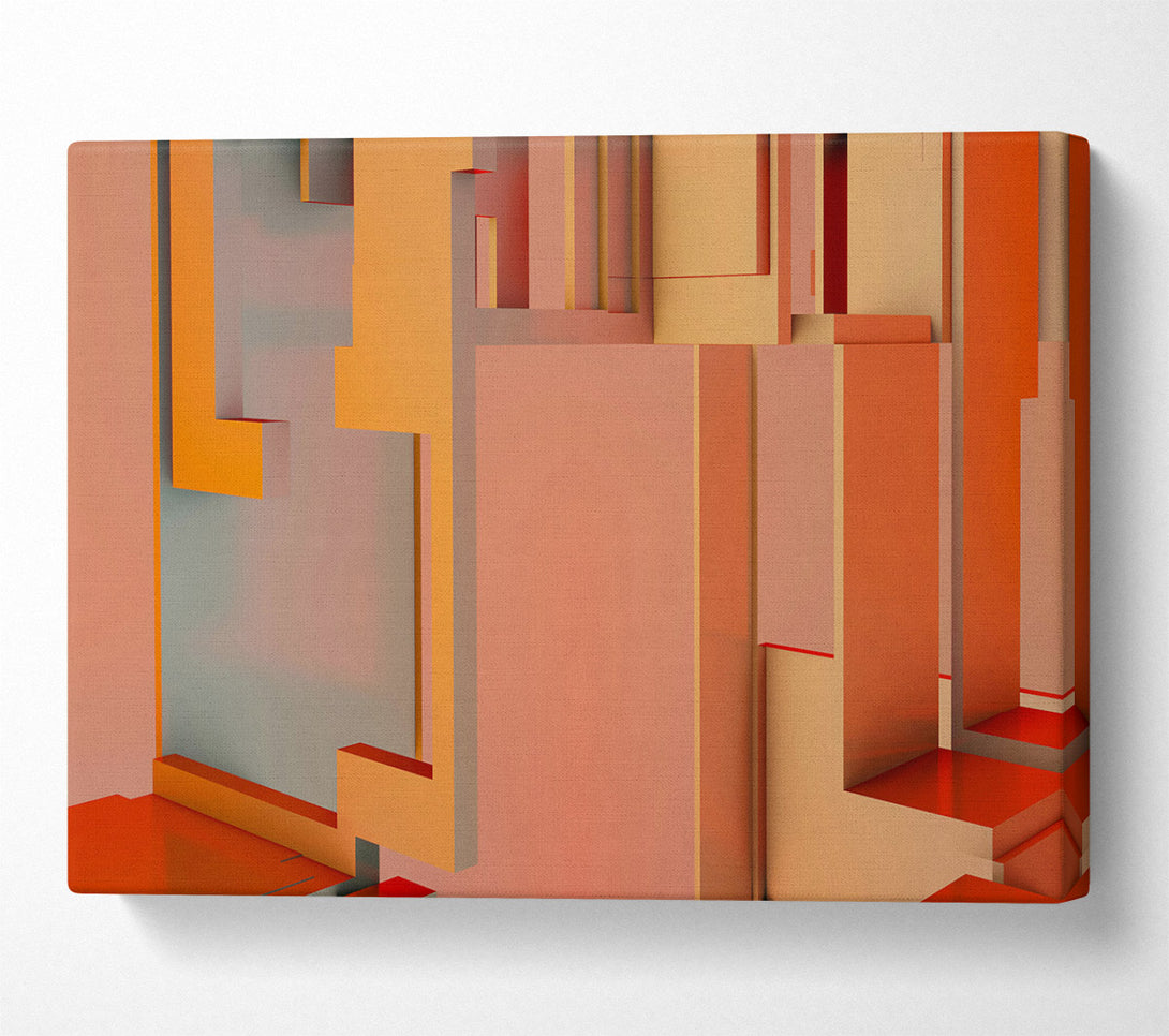  A Canvas Print of Tangerine Geometric Forms Canvas Wall Art