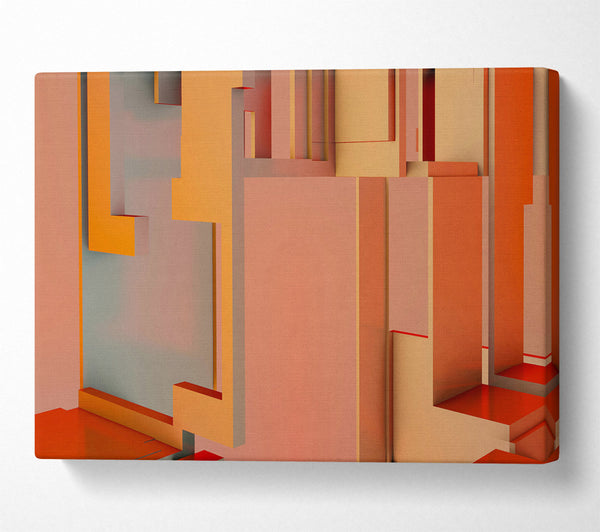  A Canvas Print of Tangerine Geometric Forms Canvas Wall Art
