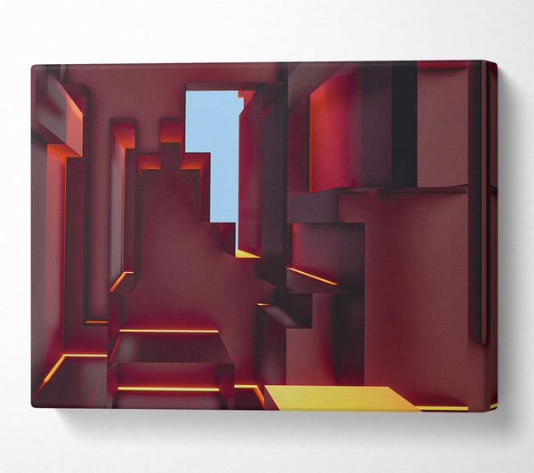  A Canvas Print of Crimson Geometric Escape Canvas Wall Art