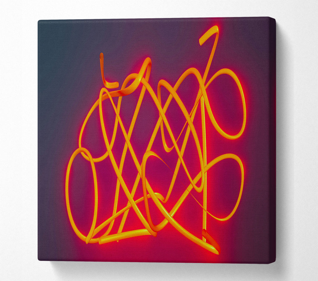  A Canvas Print of Orange Neon Loops Canvas Print