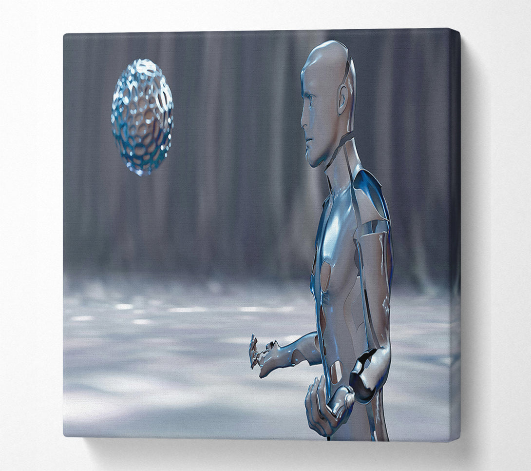  A Canvas Print of Silver Robot Reaching Canvas Wall Art