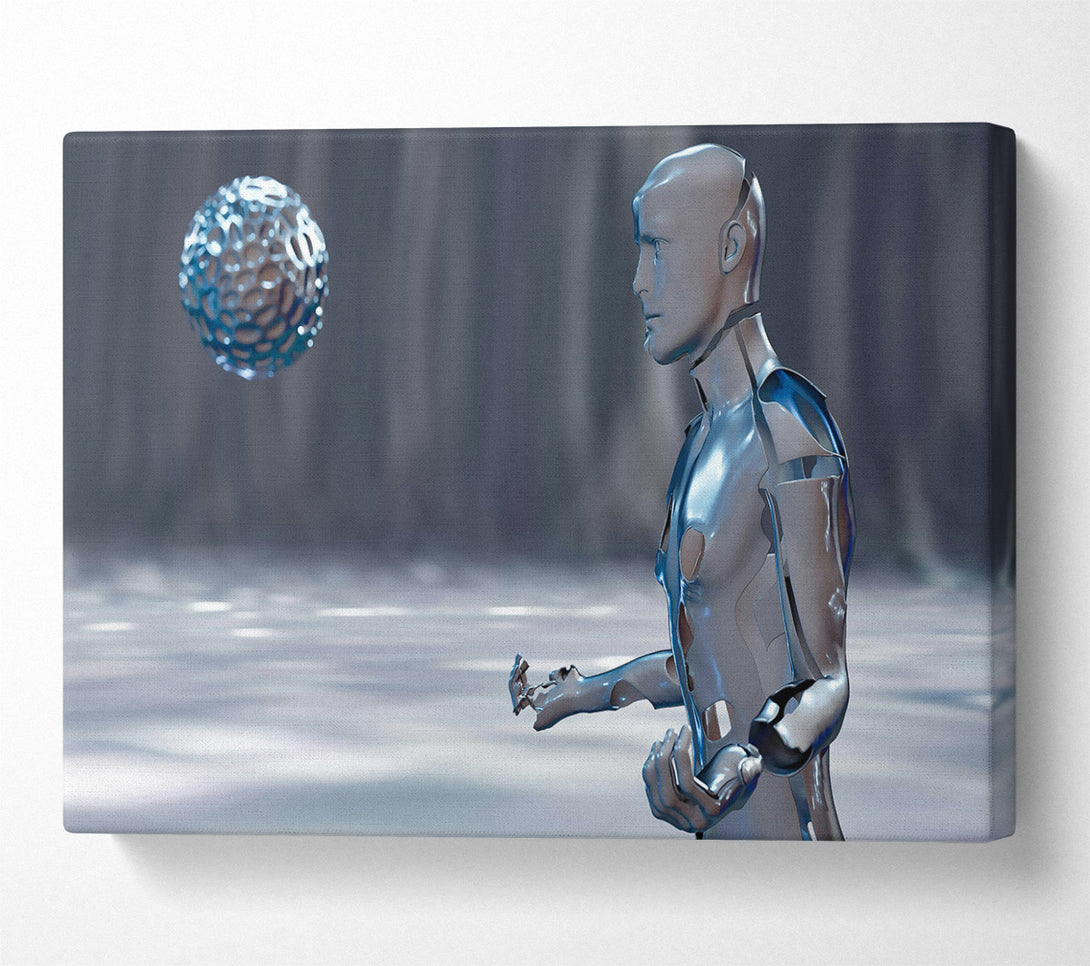  A Canvas Print of Silver Robot Reaching Canvas Wall Art