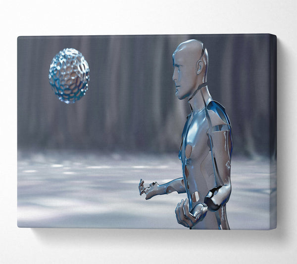  A Canvas Print of Silver Robot Reaching Canvas Wall Art