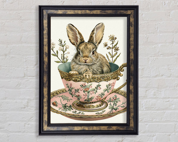 Tea Cup Rabbit Framed Print