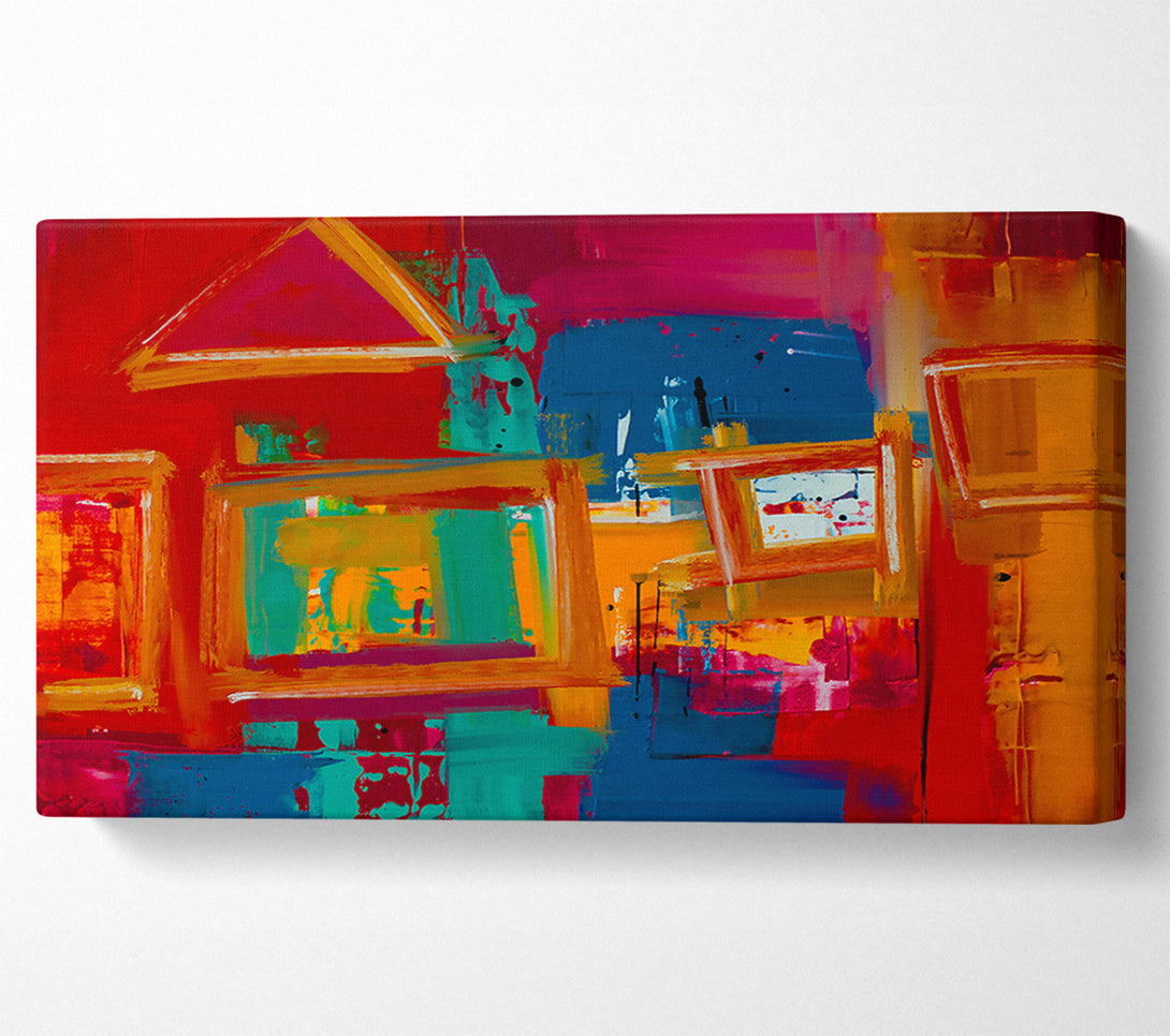  A Canvas Print of Red Framed Windows Canvas Wall Art