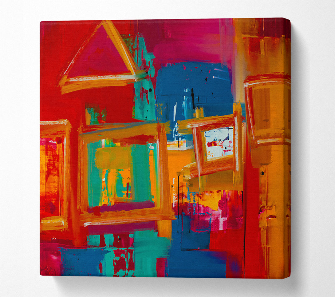  A Canvas Print of Red Framed Windows Canvas Wall Art