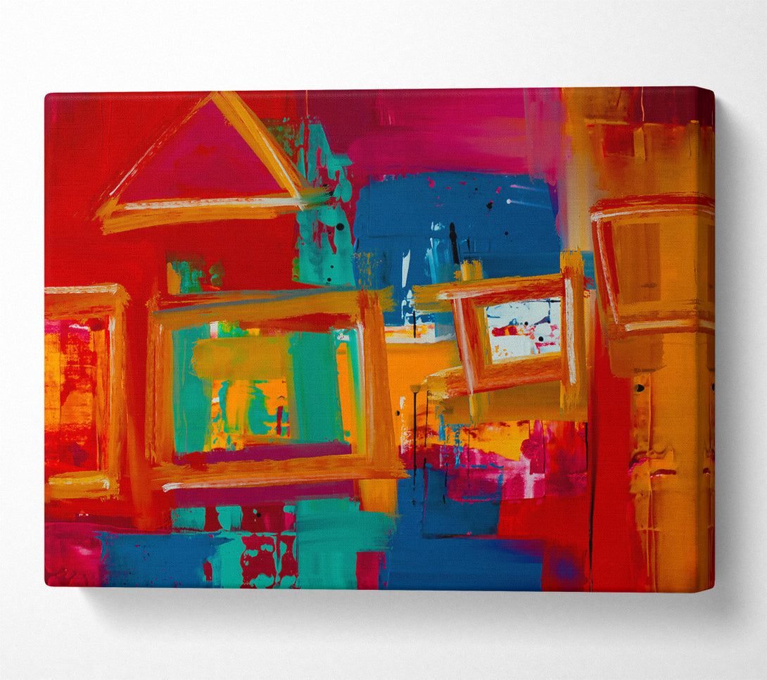  A Canvas Print of Red Framed Windows Canvas Wall Art