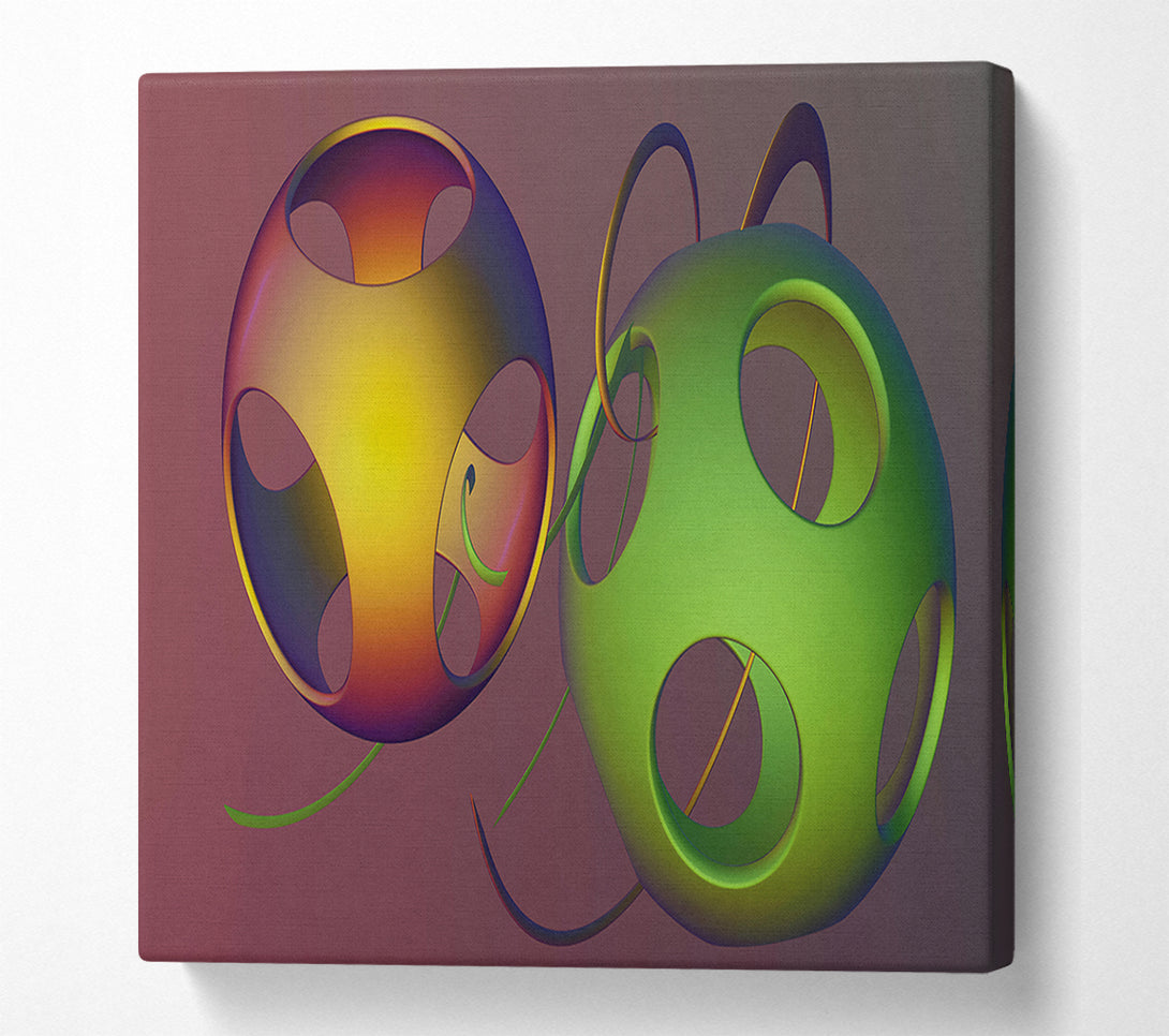  A Canvas Print of Golden Lattice Spheres Canvas Print
