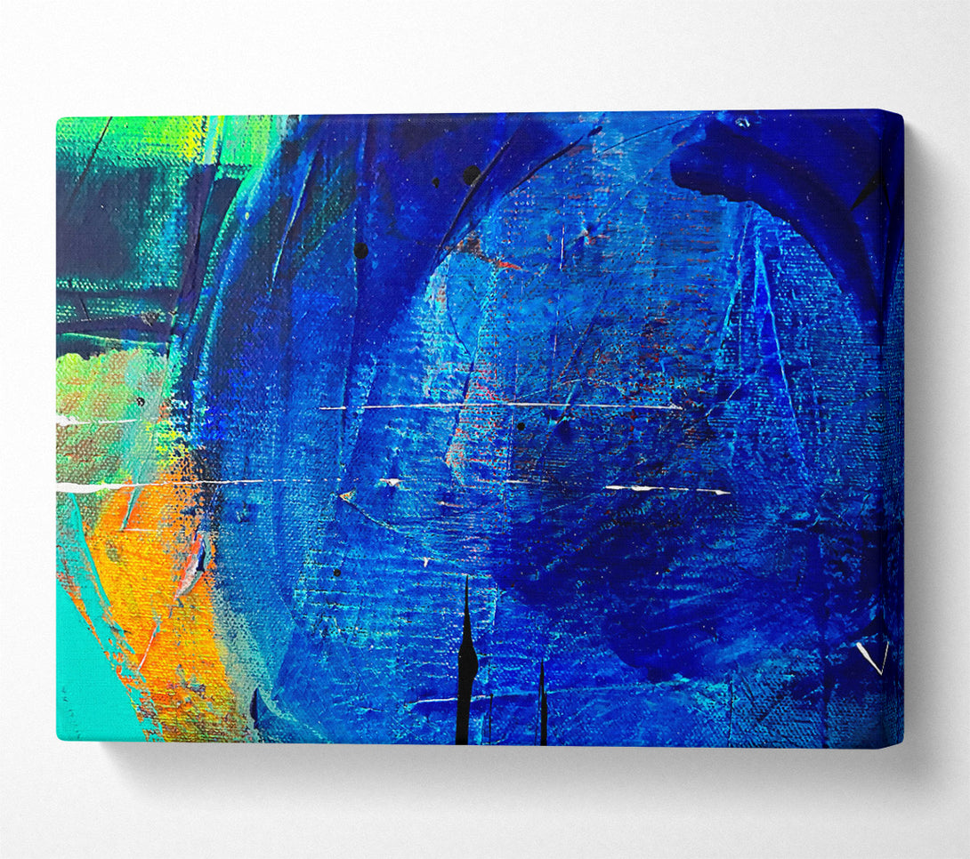  A Canvas Print of Azure Abstract Strokes Canvas Wall Art