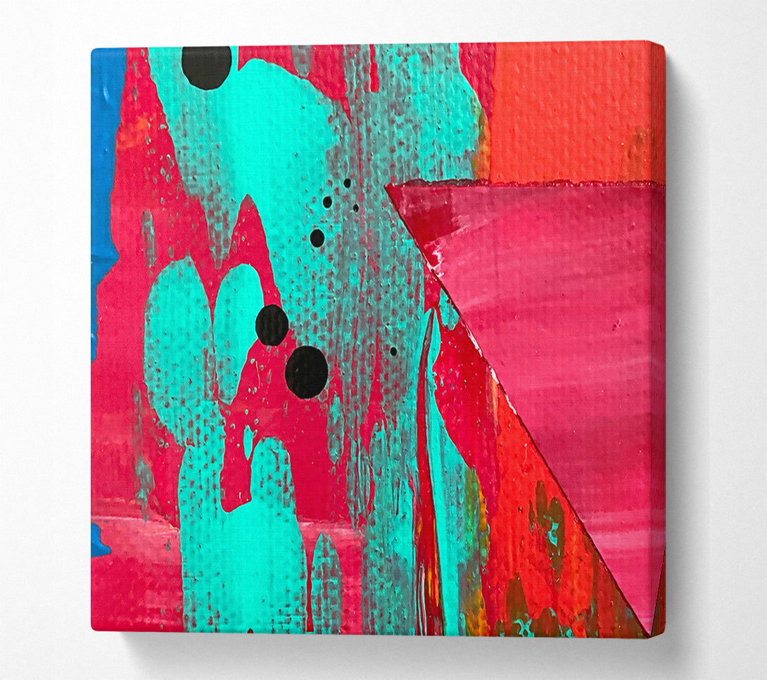  A Canvas Print of Teal & Crimson Abstract Canvas Wall Art