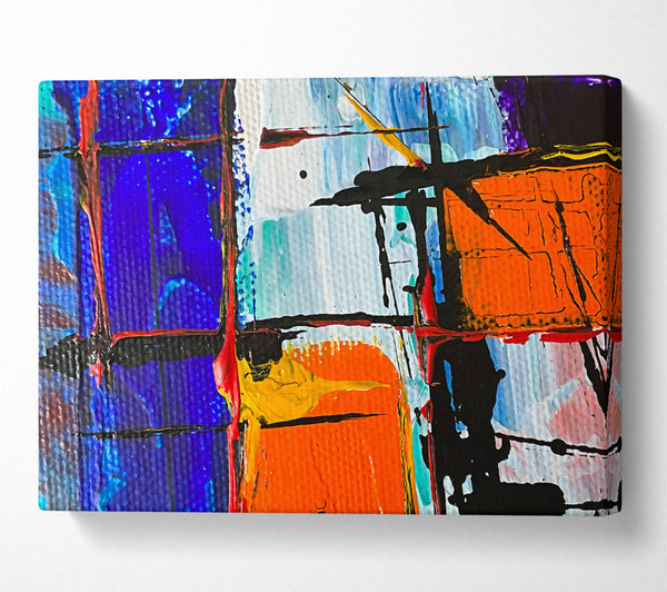  A Canvas Print of Orange Abstract Grid Canvas Art