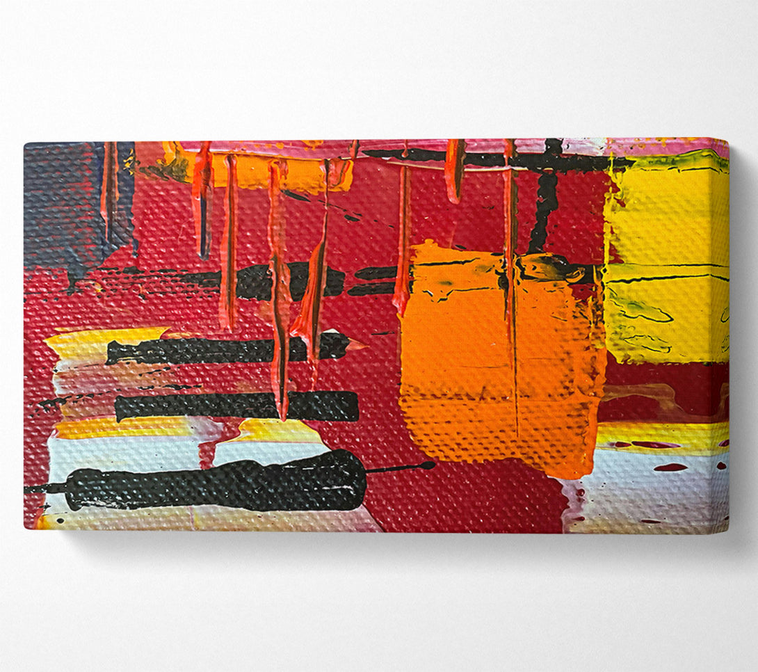  A Canvas Print of Crimson And Orange Drips Canvas Wall Art