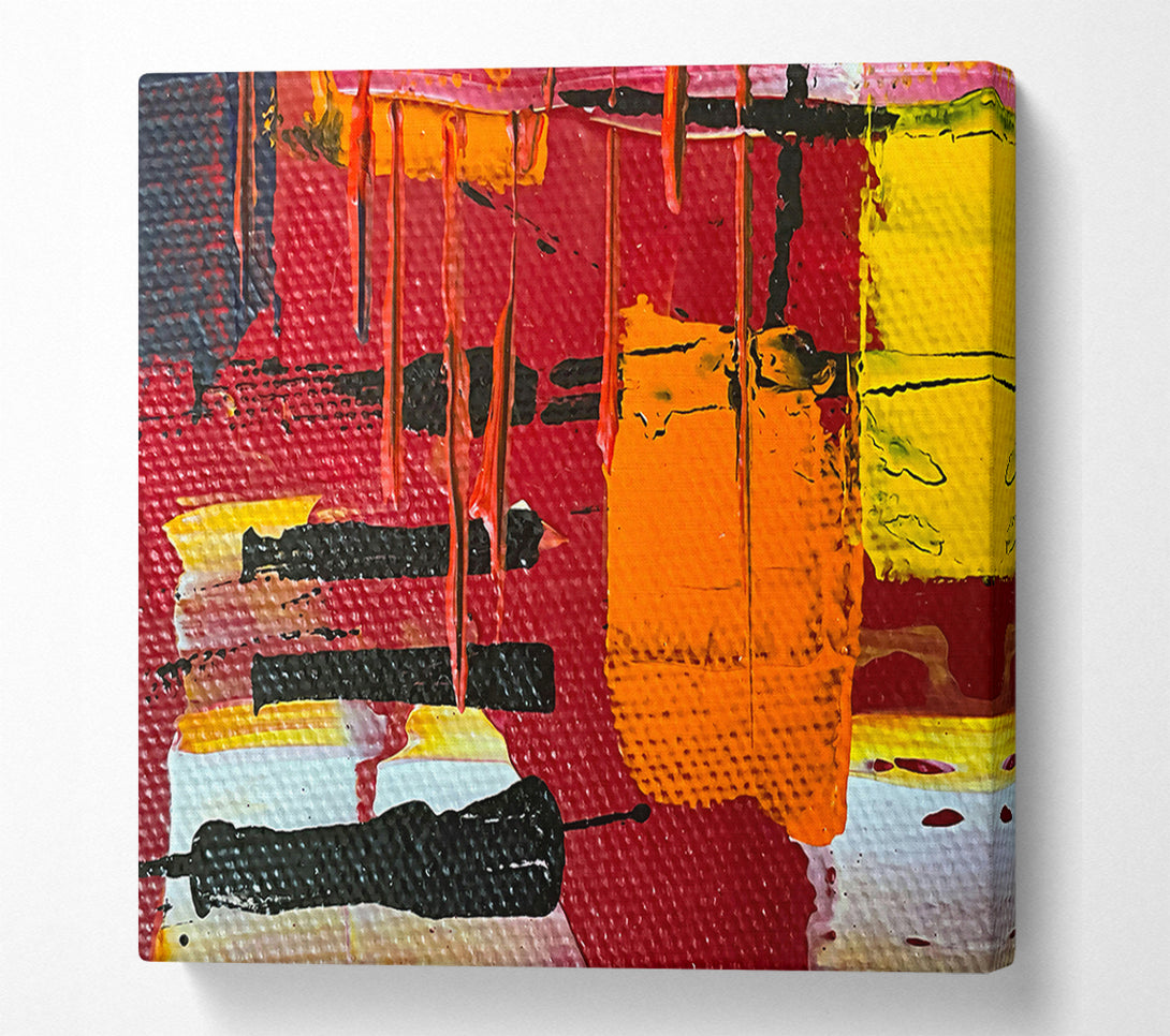  A Canvas Print of Crimson And Orange Drips Canvas Wall Art
