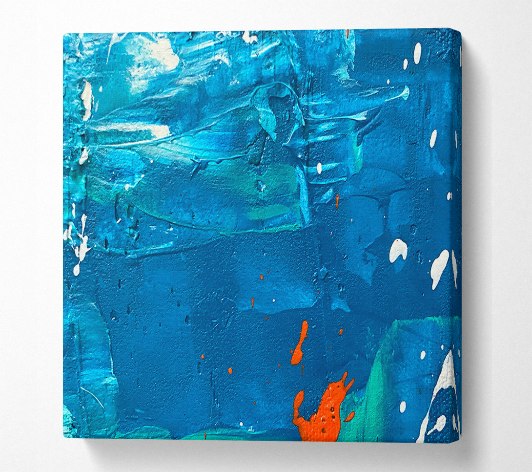  A Canvas Print of Azure Abstract Splashes Canvas Wall Art