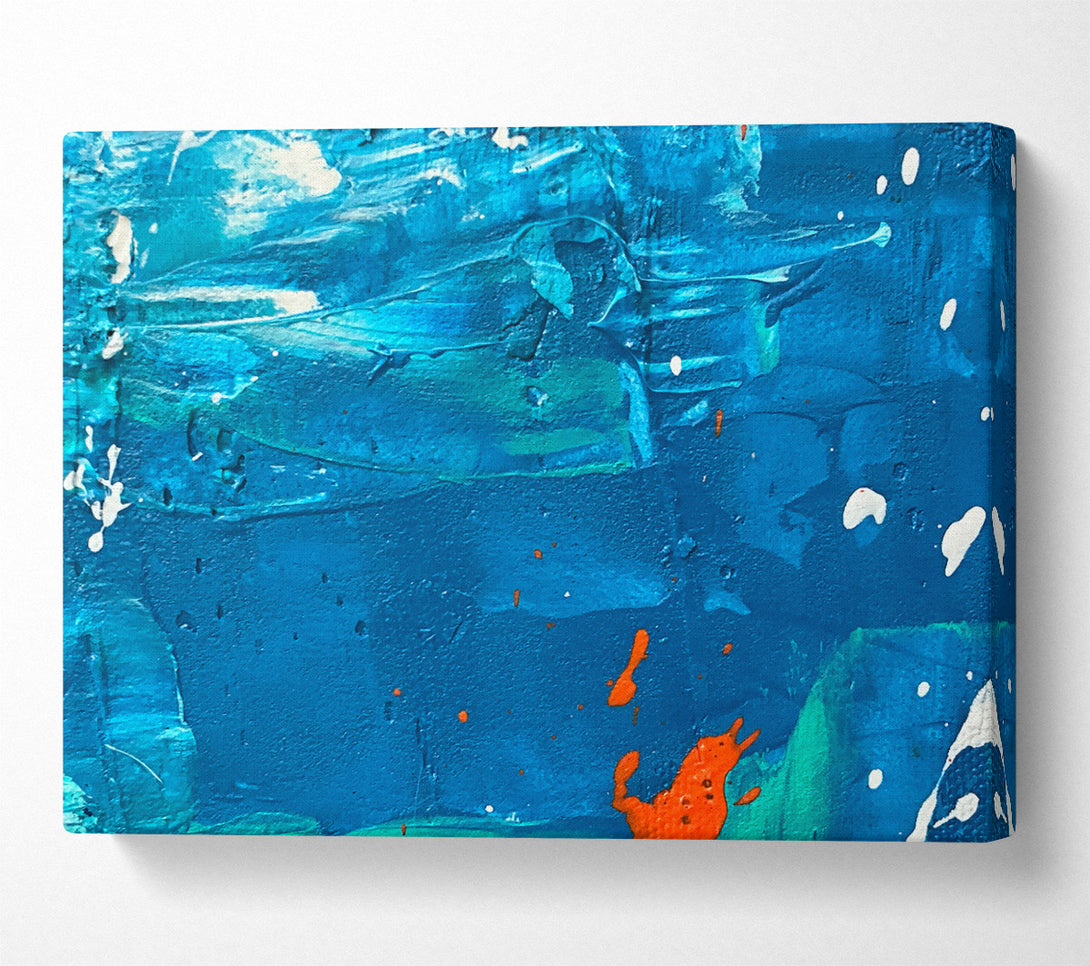  A Canvas Print of Azure Abstract Splashes Canvas Wall Art