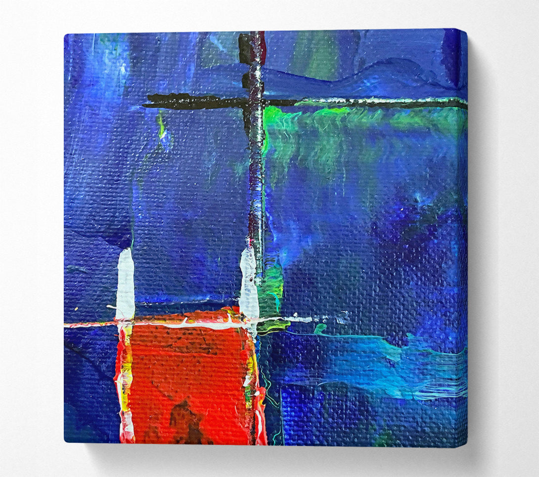  A Canvas Print of Blue Grid Intersections Canvas Art
