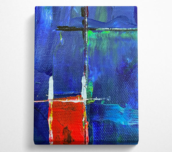  A Canvas Print of Blue Grid Intersections Canvas Art