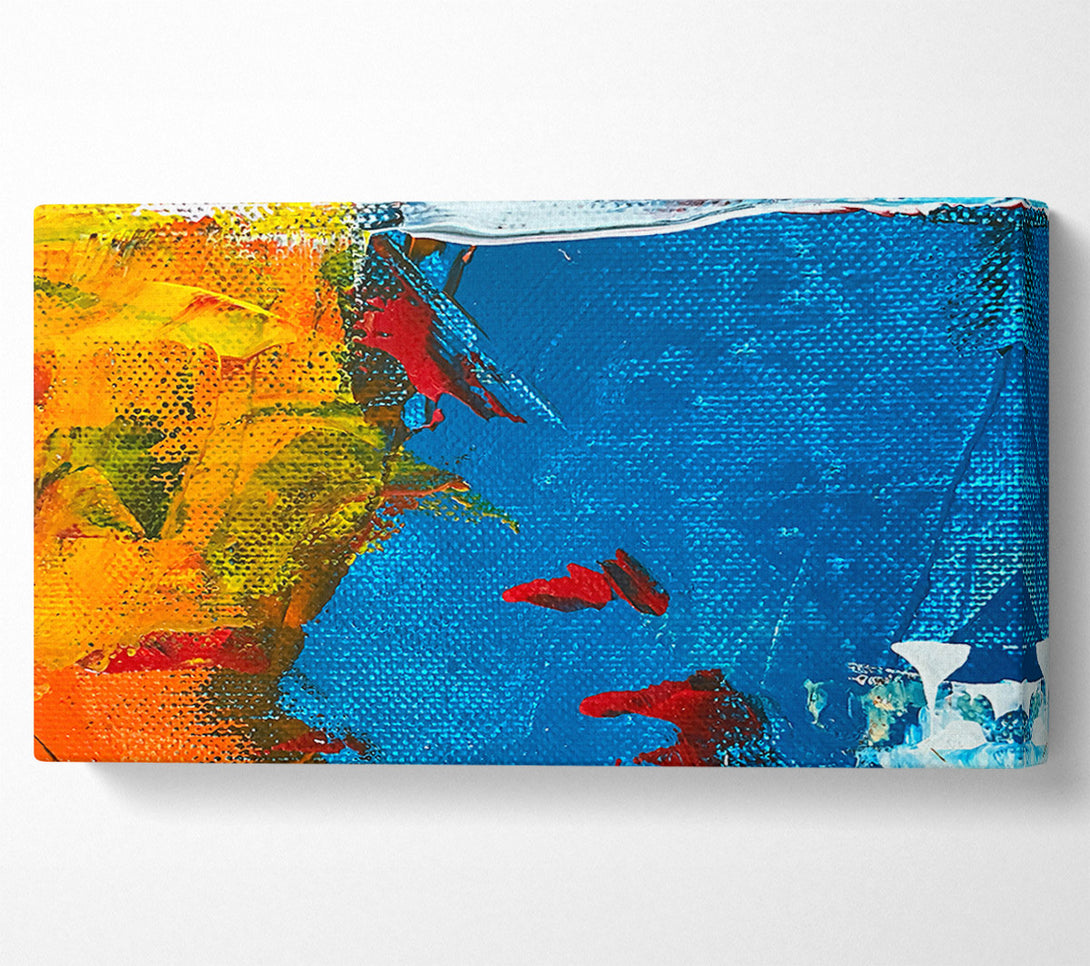  A Canvas Print of Azure And Flame Abstract Canvas Print