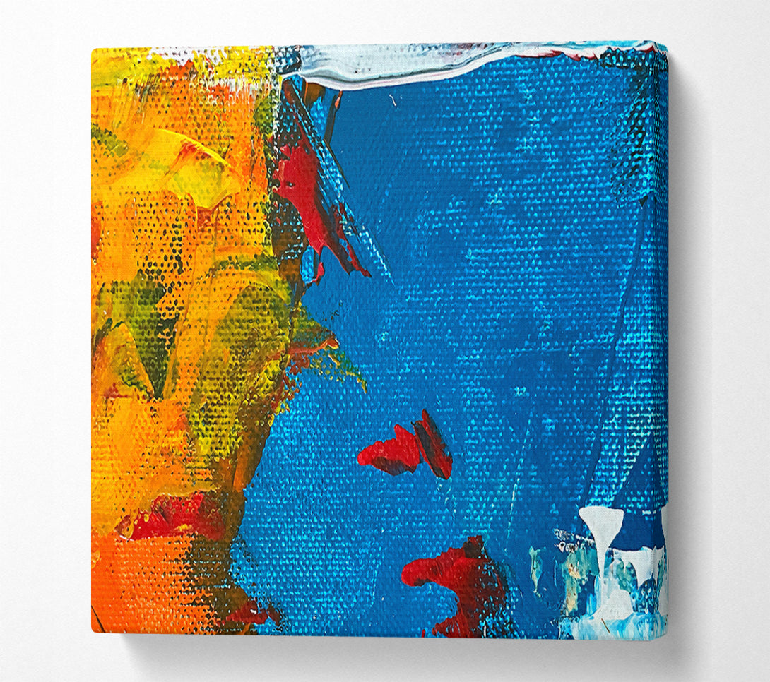  A Canvas Print of Azure And Flame Abstract Canvas Print