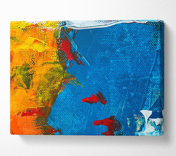 A Canvas Print of Azure And Flame Abstract Canvas Print