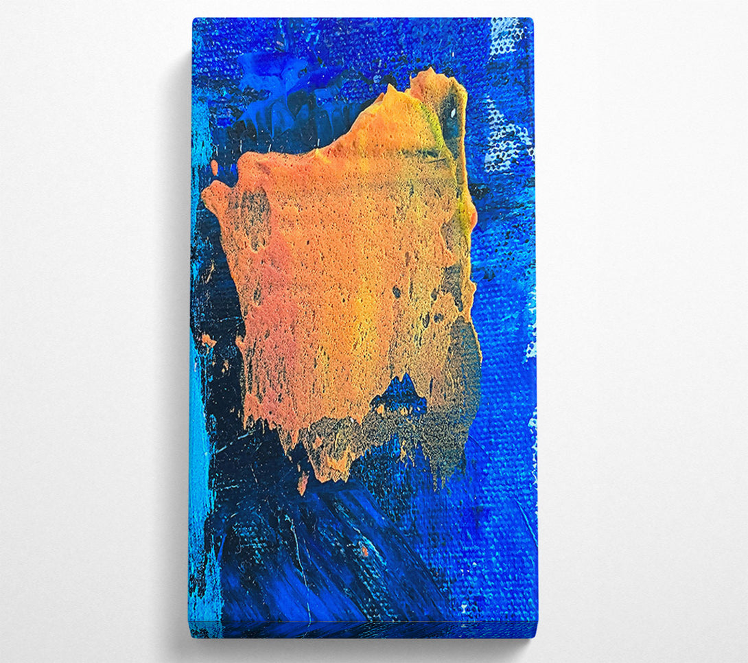  A Canvas Print of Orange Burst On Blue Canvas Print