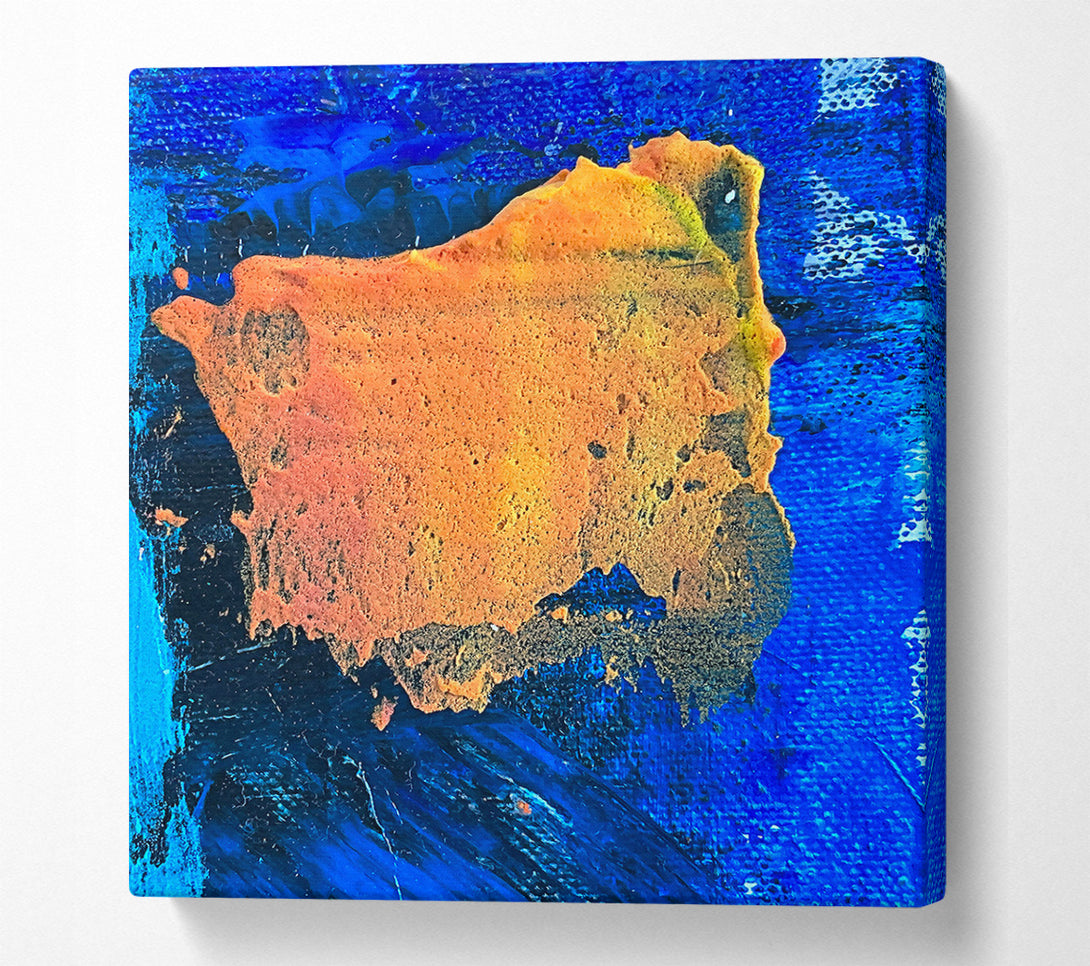  A Canvas Print of Orange Burst On Blue Canvas Print
