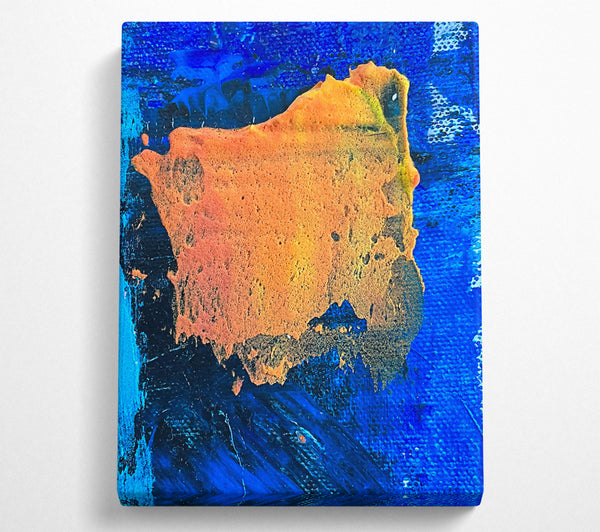  A Canvas Print of Orange Burst On Blue Canvas Print