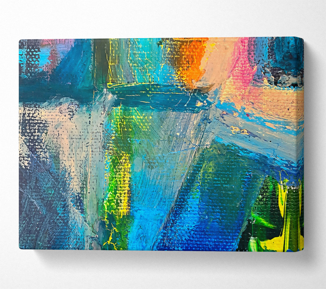  A Canvas Print of Azure Abstract Strokes Canvas Wall Art
