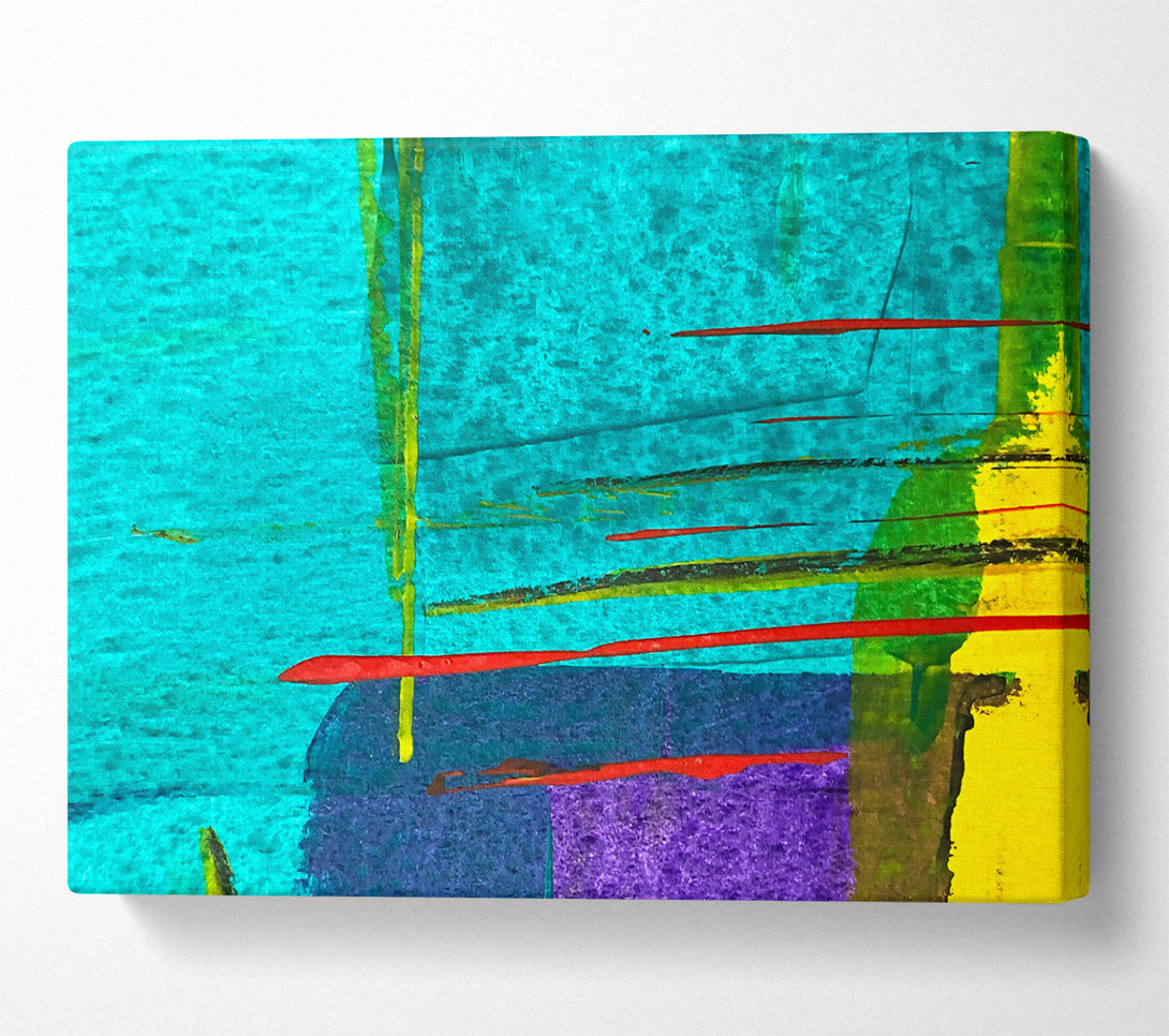  A Canvas Print of Teal Abstract Strokes Canvas Wall Art