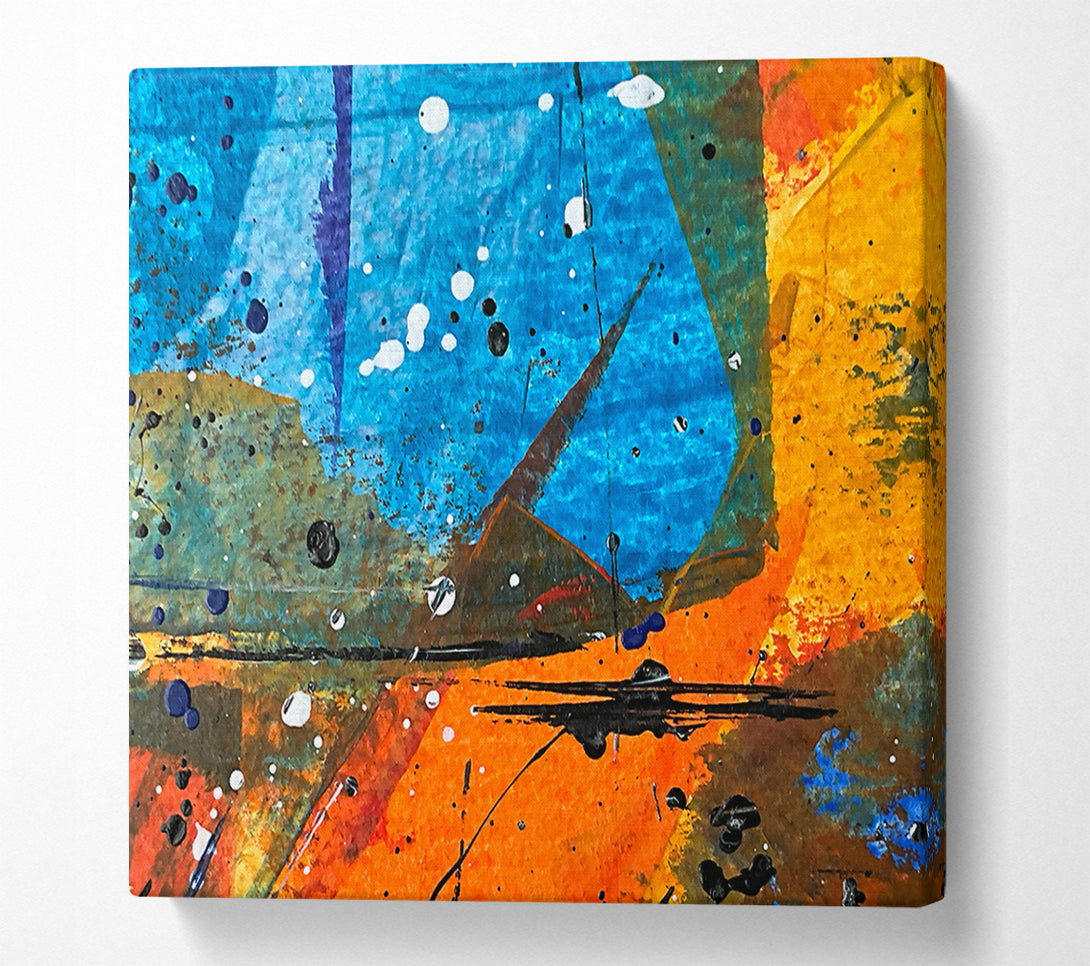  A Canvas Print of Azure And Orange Splatter Canvas Print