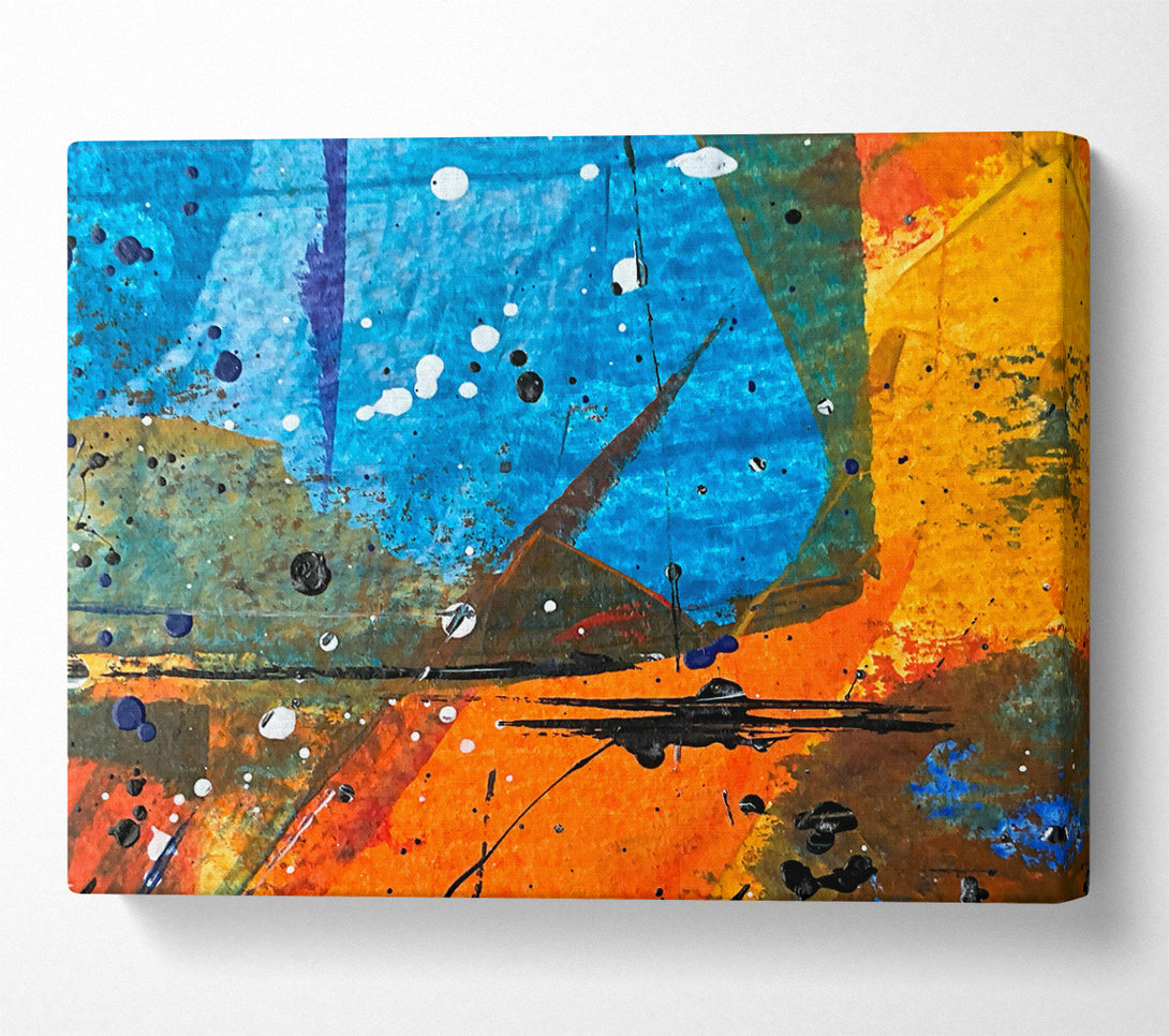  A Canvas Print of Azure And Orange Splatter Canvas Print