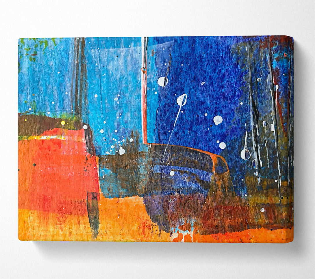  A Canvas Print of Blue And Orange Abstract Canvas Wall Art