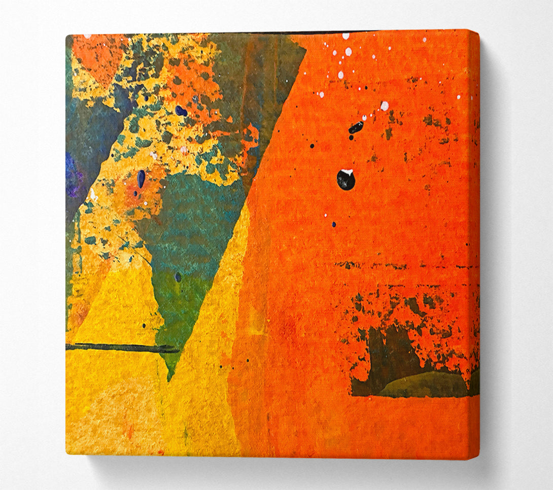  A Canvas Print of Orange Abstract Splattering Canvas Art