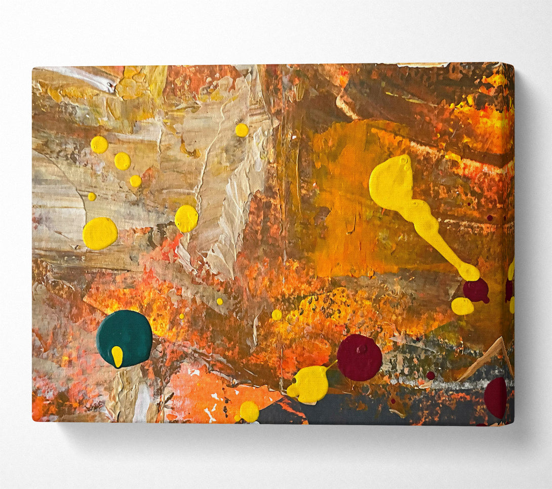  A Canvas Print of Golden Abstract Drips Canvas Wall Art