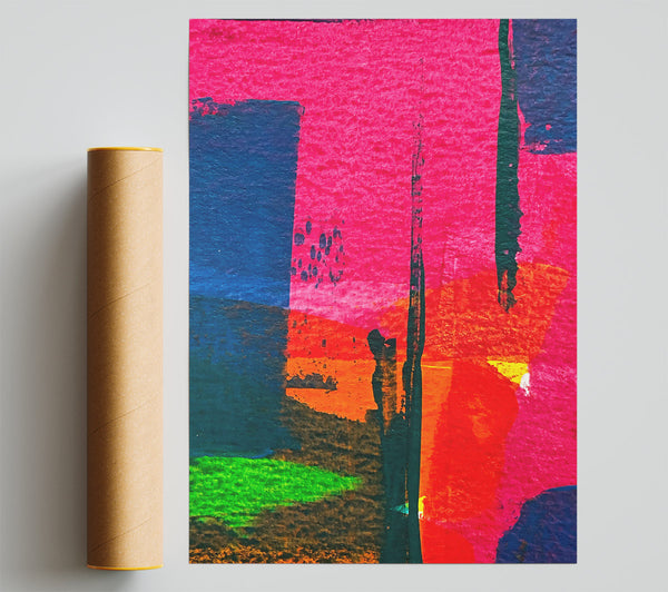 Fuchsia Abstract Lines