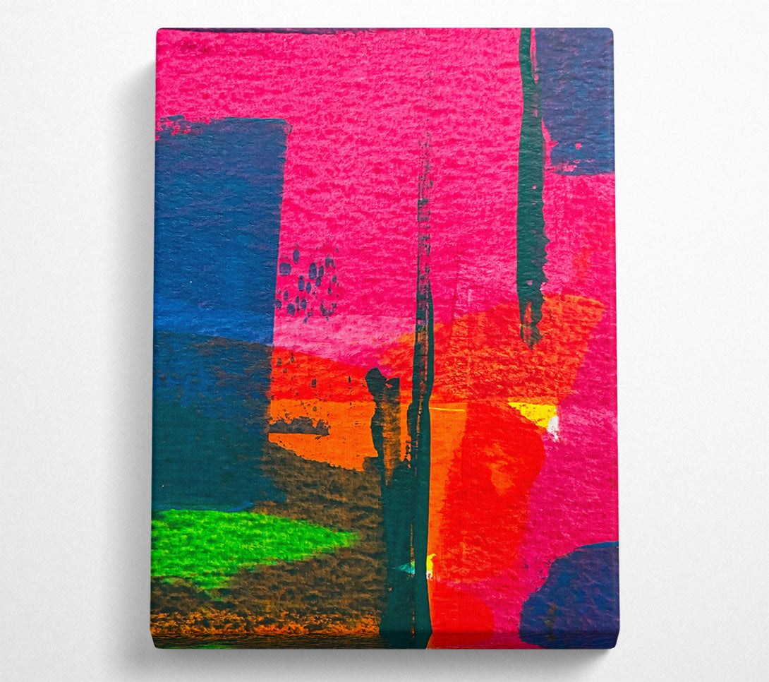  A Canvas Print of Fuchsia Abstract Lines Canvas Art