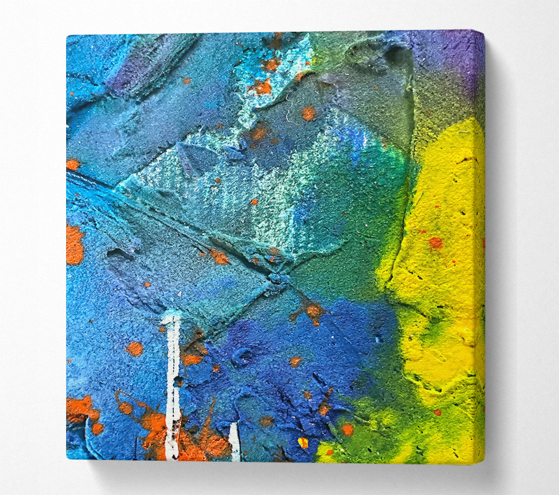  A Canvas Print of Azure Splatter Painting Canvas Wall Art