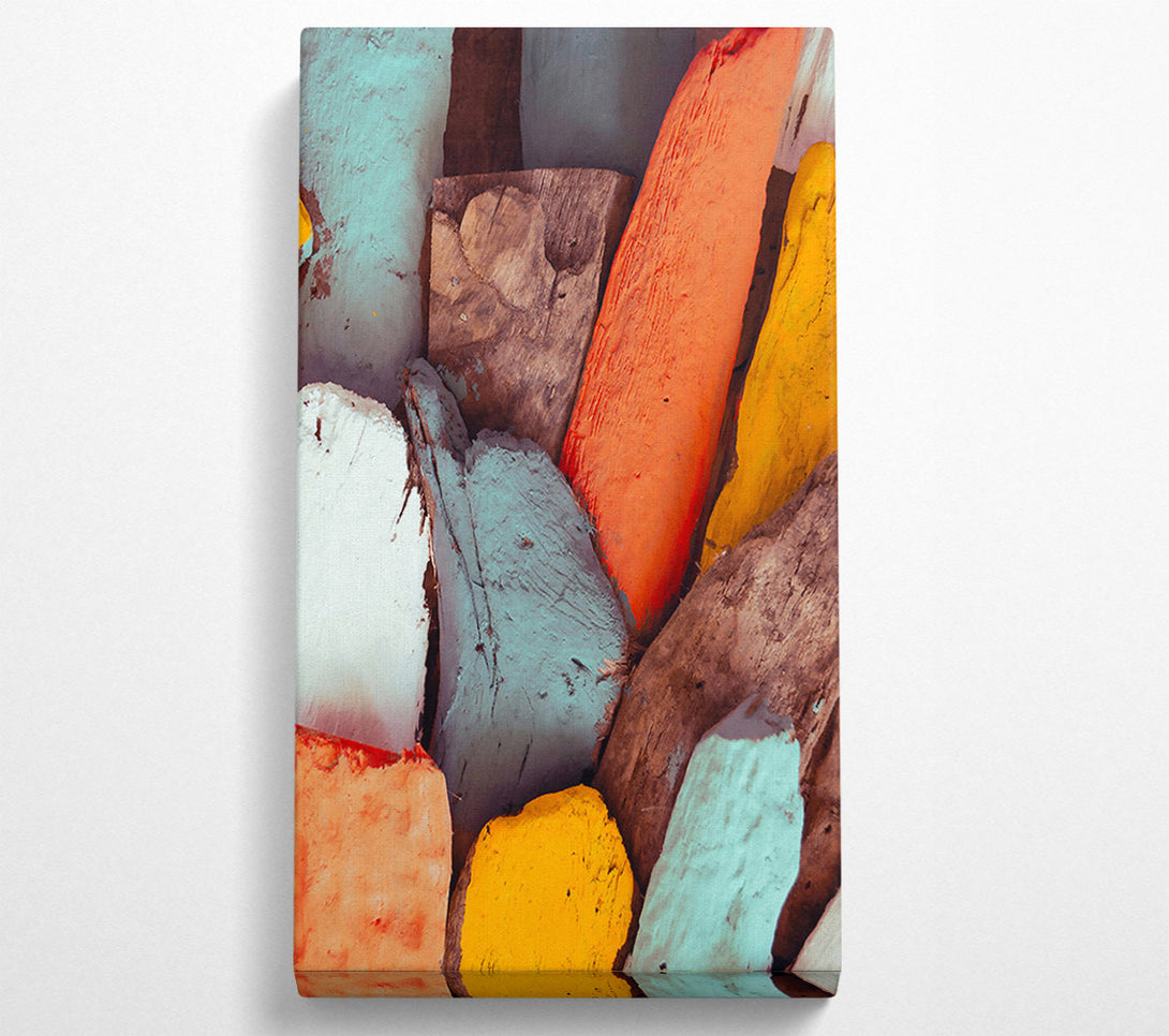  A Canvas Print of Orange Painted Driftwood Canvas Wall Art