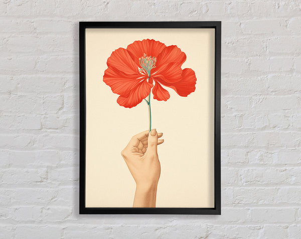 The Orange Simple Flower Hand Framed Print