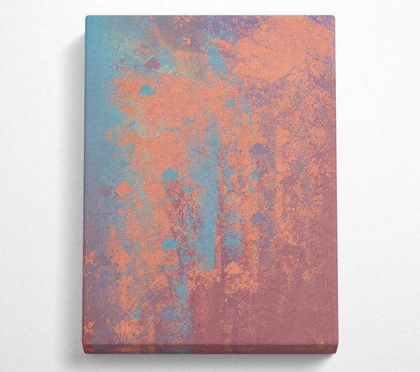  A Canvas Print of Coral And Cyan Abstract Canvas Art