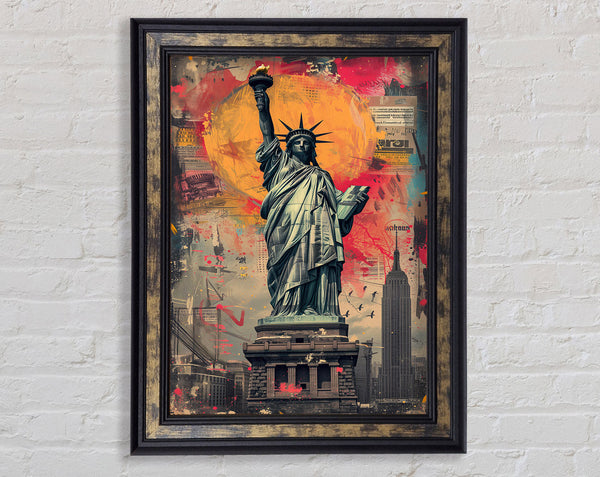 The Statue Of Liberty Colour Explosion Framed Print