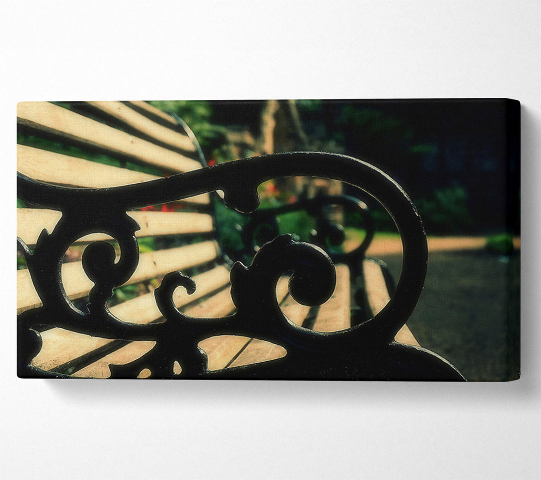  A Canvas Print of Black Iron Bench Back Canvas Wall Art