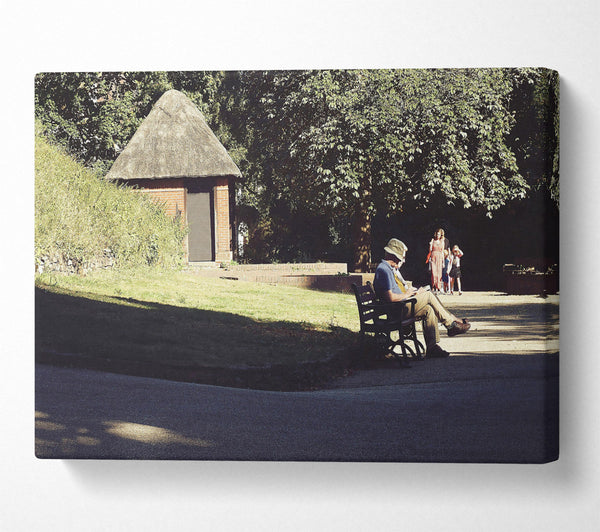  A Canvas Print of Green Bench Solitude Canvas Art