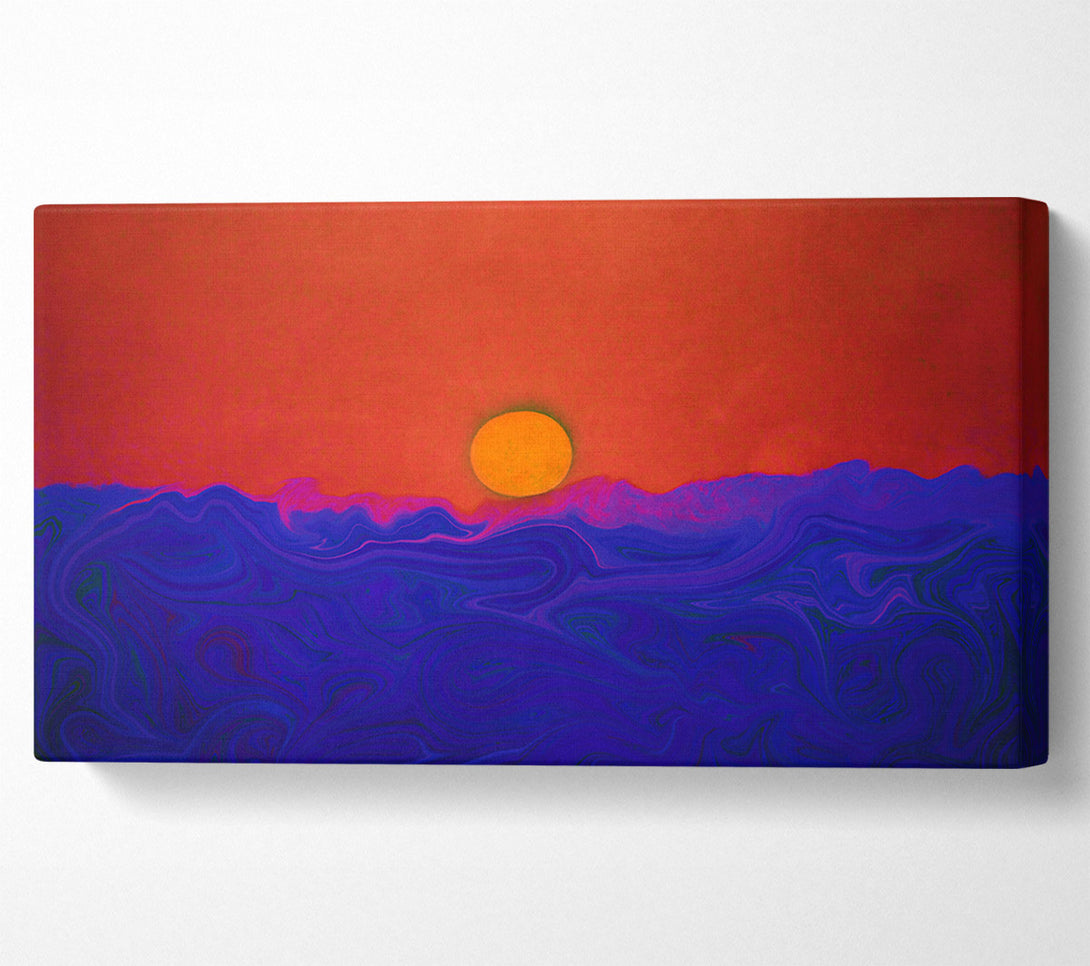  A Canvas Print of Sunset Over Blue Waves Canvas Wall Art