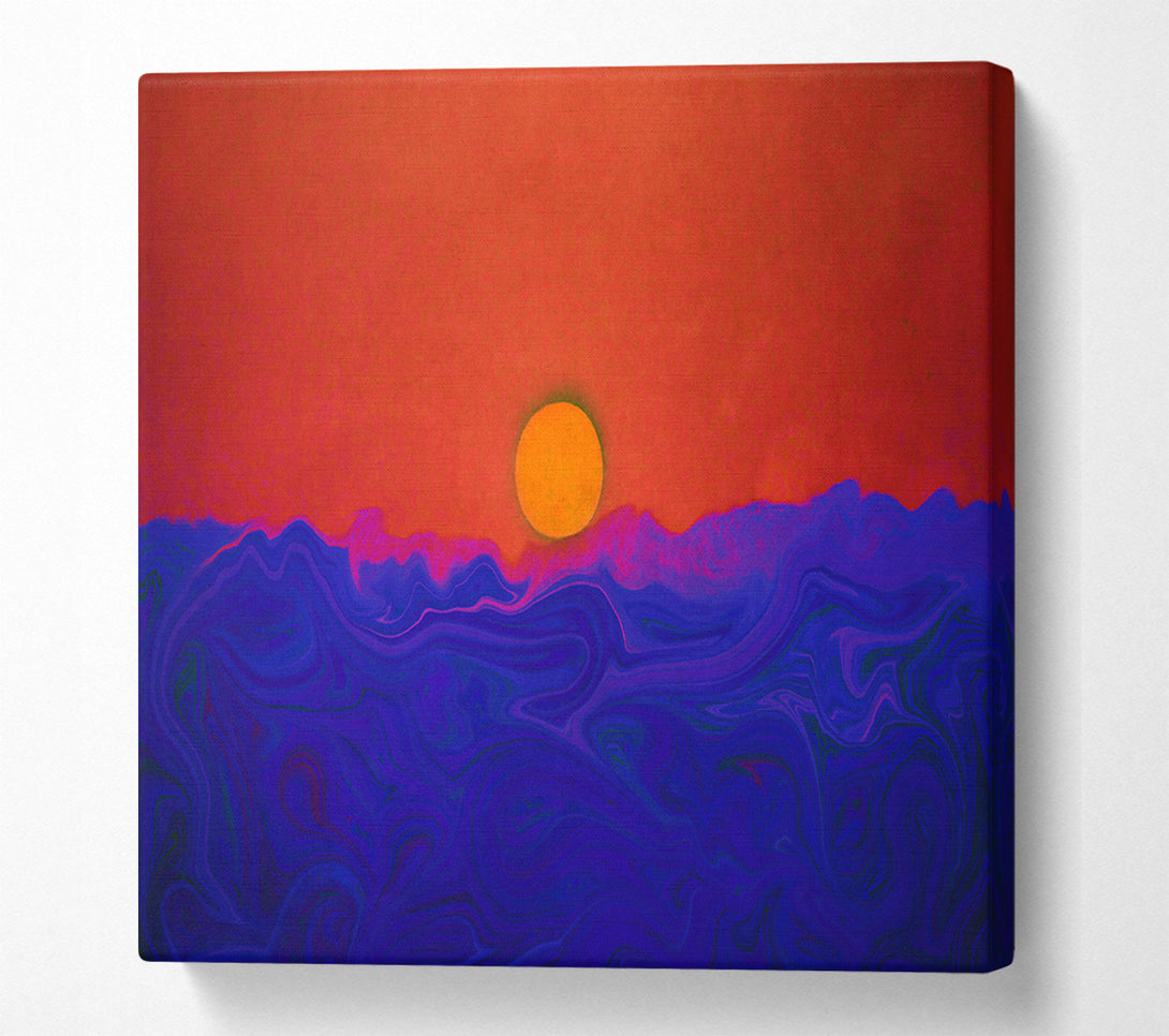  A Canvas Print of Sunset Over Blue Waves Canvas Wall Art